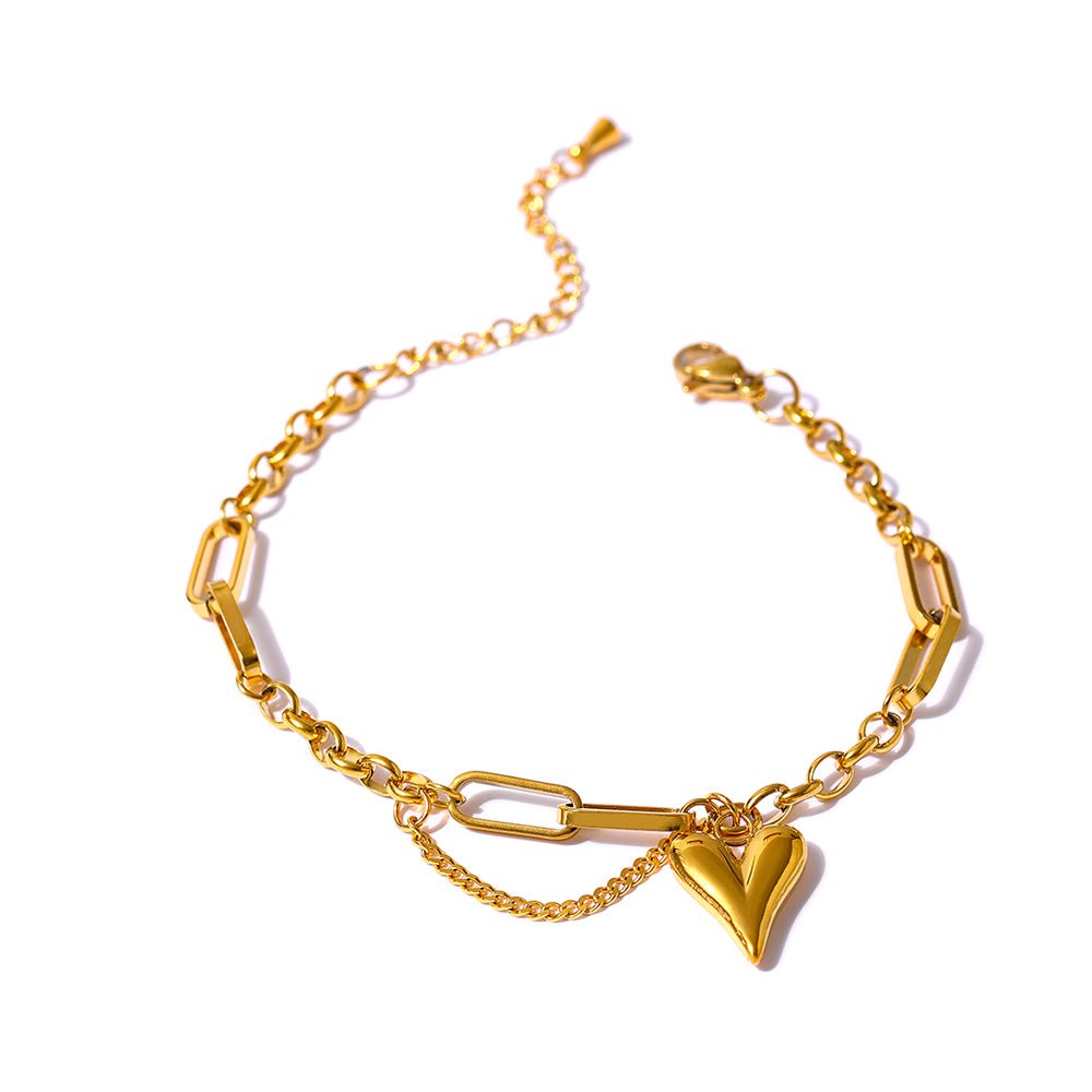 Pulseira Coração Elos Banho Ouro 18k