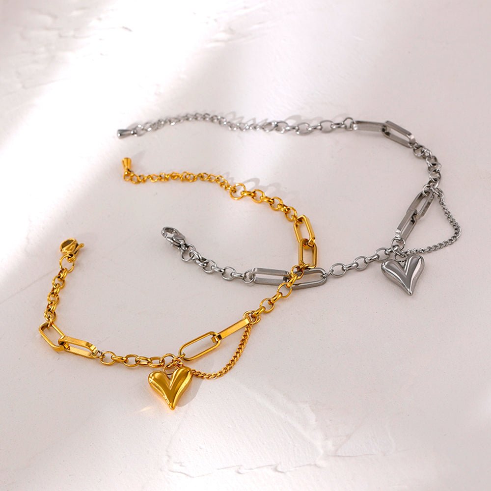 Pulseira Coração Elos Banho Ouro 18k