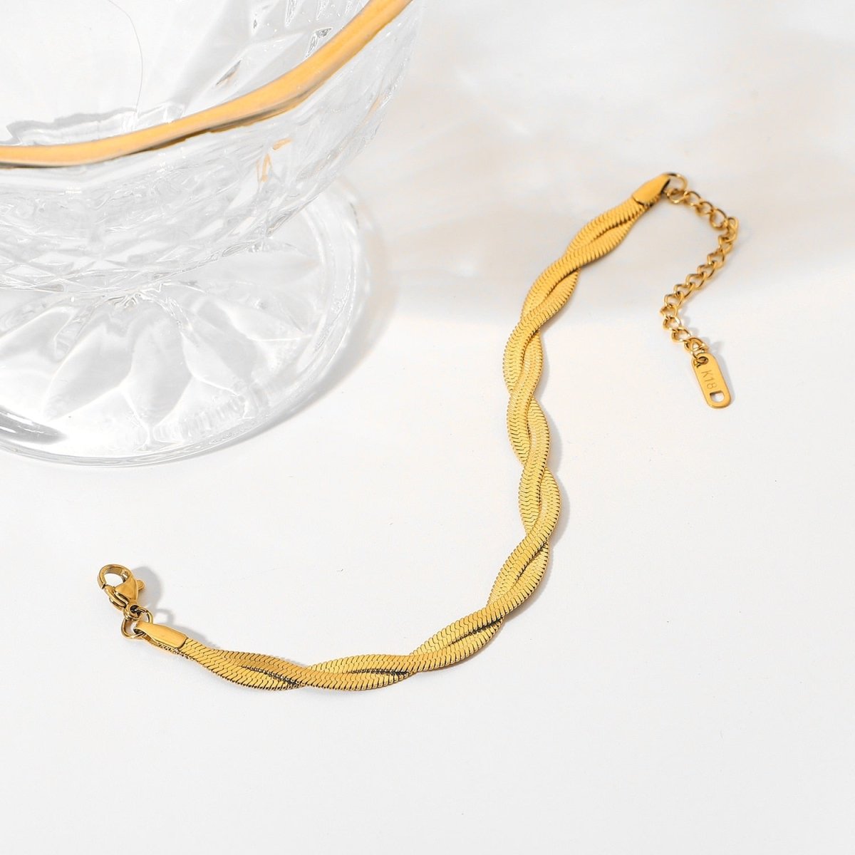 Pulseira Trançada Banho Ouro