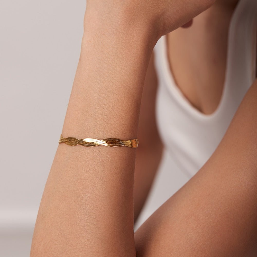 Pulseira Trançada Banho Ouro