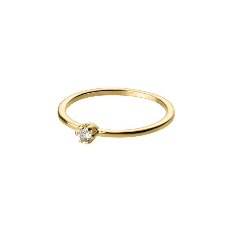 Anel Solitário Fino Banhado Ouro 18k