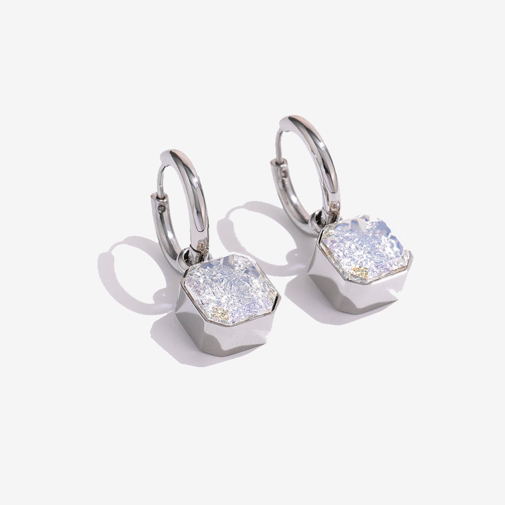 Brinco Argola Pedra Quadrada Banhado Ouro 18K