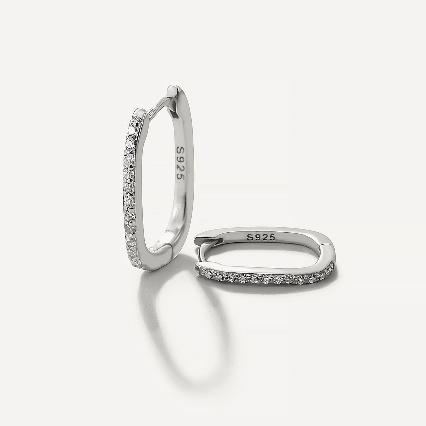 Brinco Argola Retangular Zircônia Banhado Ouro 18K