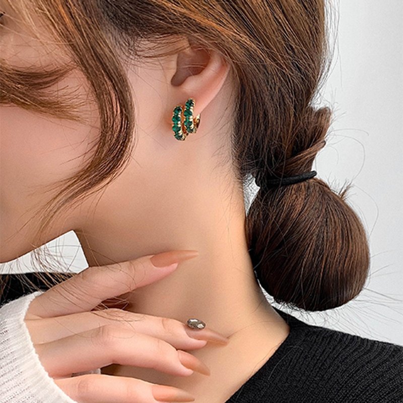 Brinco Argola Verde Esmeralda Banhado Ouro 18k