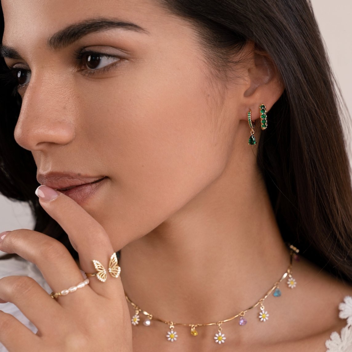 Brinco Argola Verde Esmeralda Banhado Ouro 18k