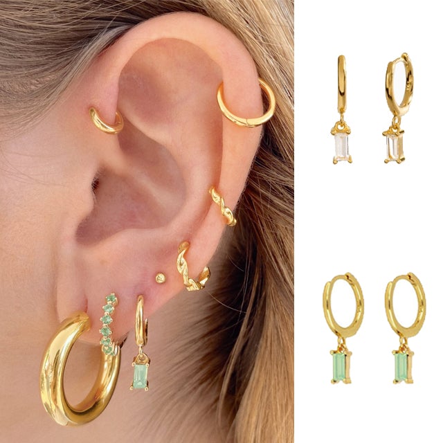 Brinco de Argola Safira Banhado Ouro 18K