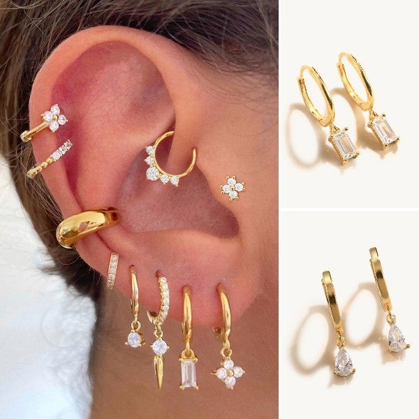 Brinco de Argola Safira Banhado Ouro 18K