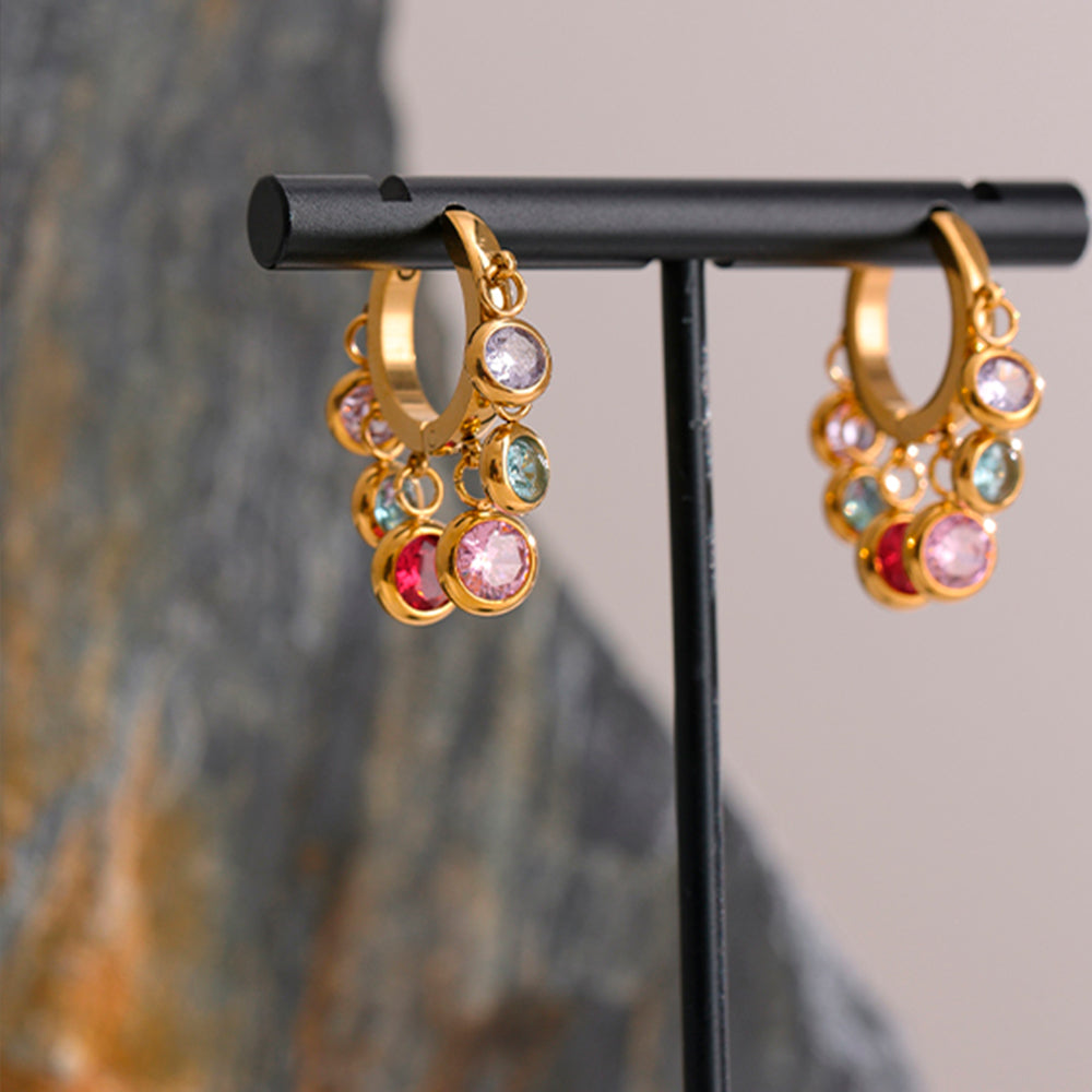 Brinco de Argola Com Pontos de Luz Banhado Ouro 18K