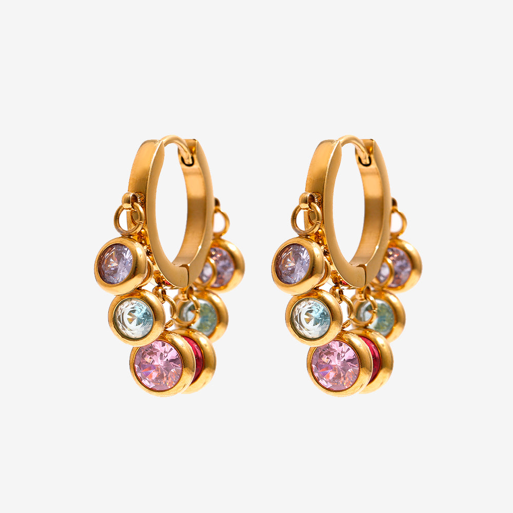 Brinco de Argola Com Pontos de Luz Banhado Ouro 18K