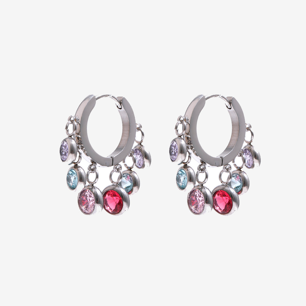 Brinco de Argola Com Pontos de Luz Banhado Ouro 18K