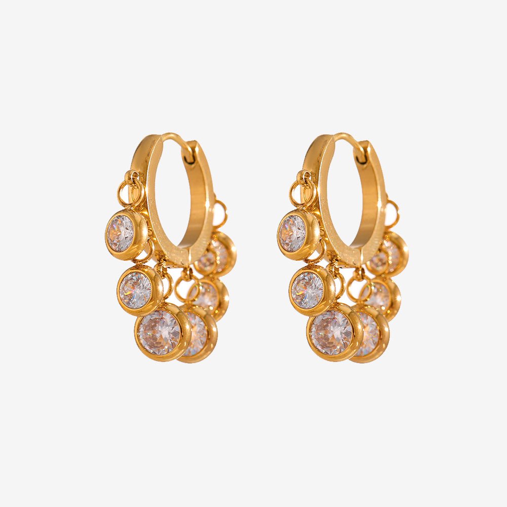 Brinco de Argola Com Pontos de Luz Banhado Ouro 18K