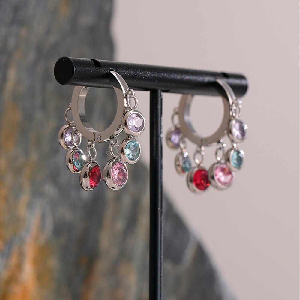 Brinco de Argola Com Pontos de Luz Banhado Ouro 18K