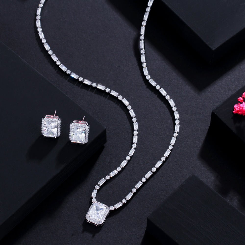 Conjunto Colar e Brinco Deluxe Zircônia Cúbica