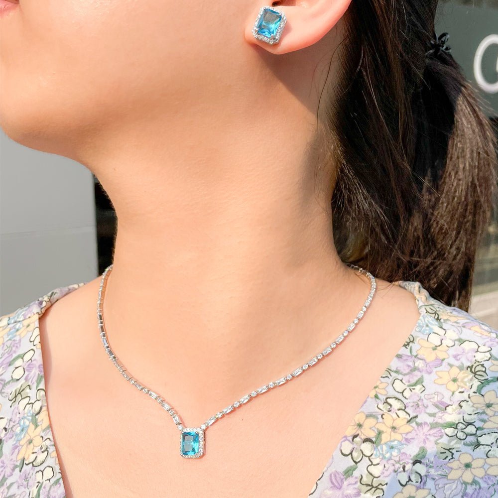 Conjunto Colar e Brinco Deluxe Zircônia Cúbica
