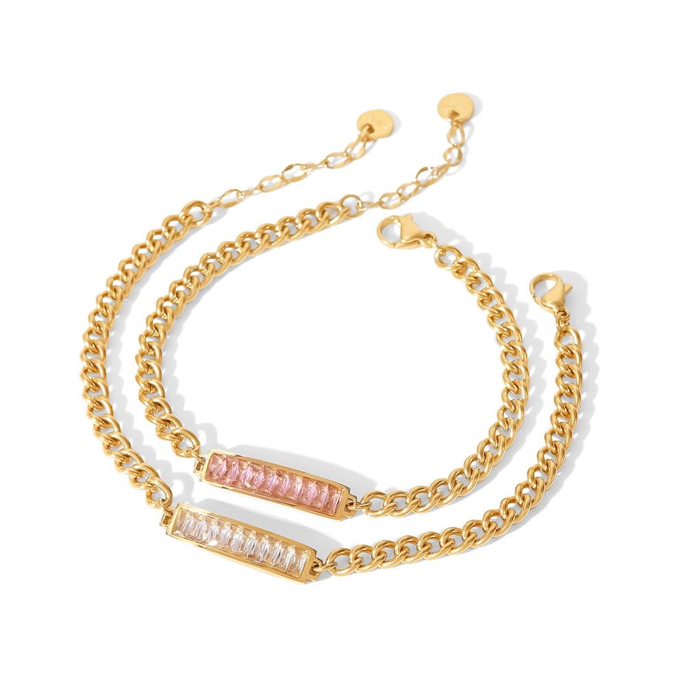 Pulseira Elo Groumet Pingente Zircônia