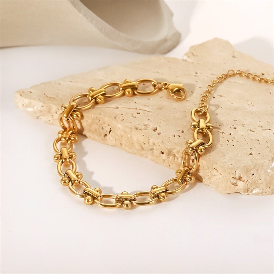 Pulseira Elos Misto Banho Ouro 18k
