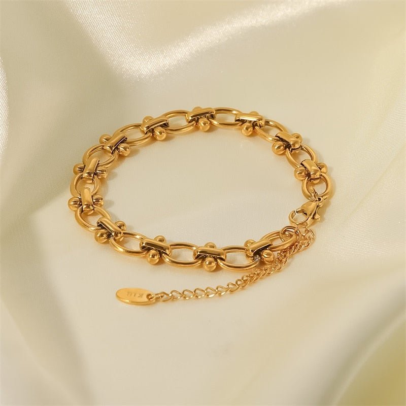 Pulseira Elos Misto Banho Ouro 18k