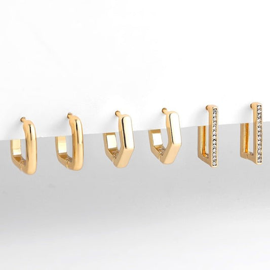 Brinco Argola Geométrica Banhado a Ouro 18k - Compre 1 e Leve 3