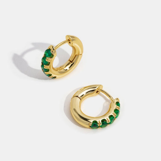 Brinco Argola Verde Esmeralda Banhado Ouro 18k