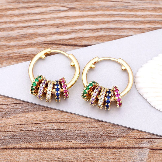 Brinco Argola Zircônia Banhado Ouro 18k