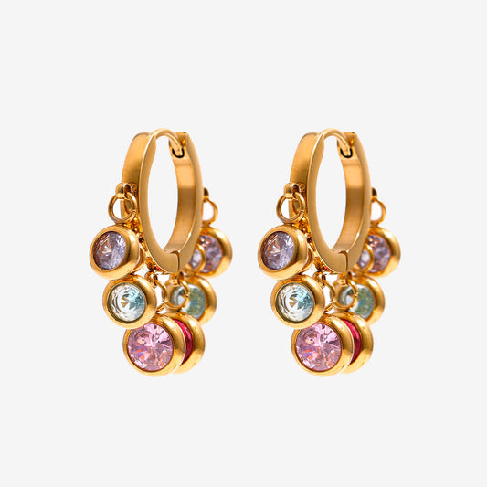 Brinco de Argola Com Pontos de Luz Banhado Ouro 18K