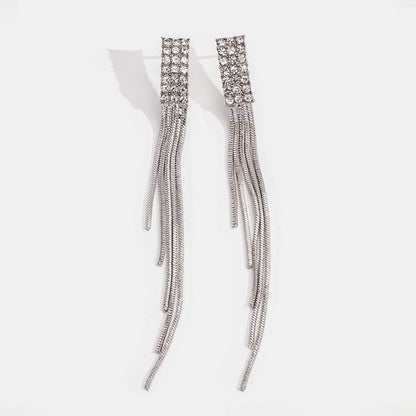 Brinco Longo Com Strass Banhado Ouro 18k