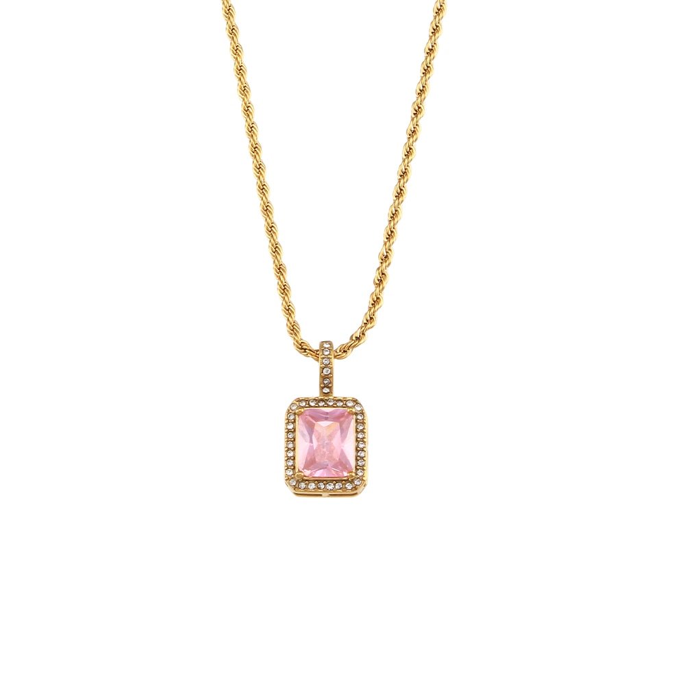 Colar Baiano Pedra Elegancy-rose