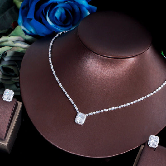 Conjunto Colar e Brinco Deluxe Zircônia Cúbica