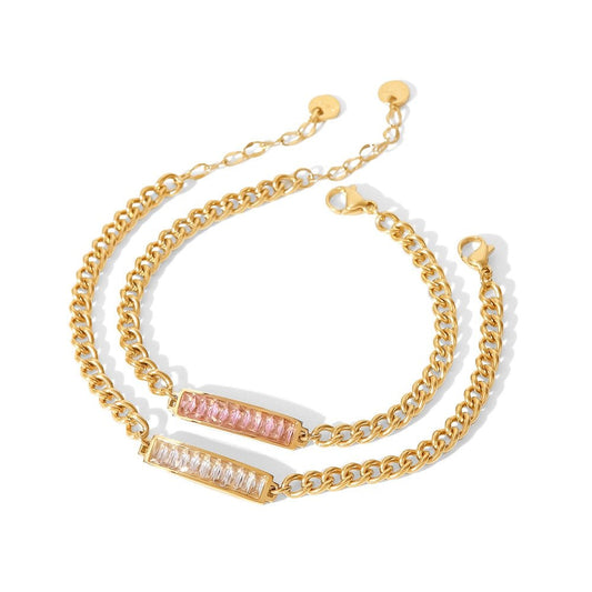 Pulseira Elo Groumet Pingente Zircônia